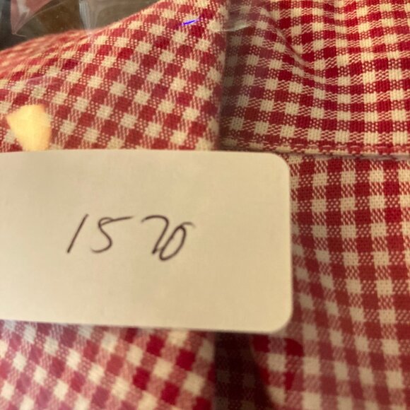 Womens Gingham Daisy‎ Button Jacket L Red White Long Sleeve Pockets - Picture 9 of 9